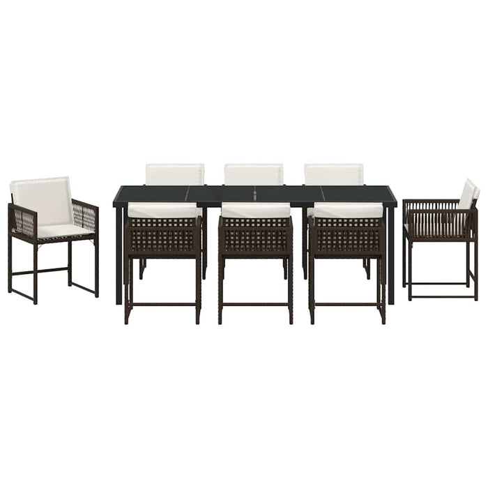 Set de masă pentru grădină 9 pcs Maro poliratan - WALTI WALTI