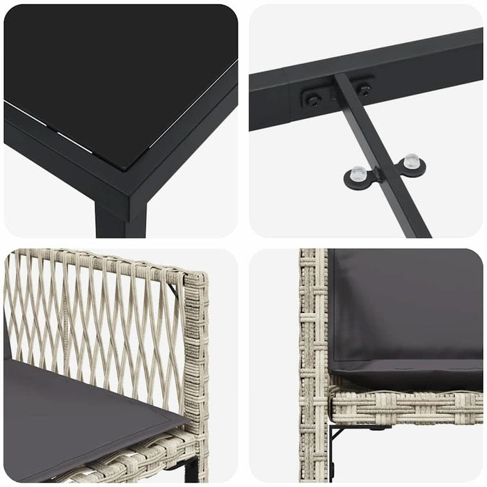 Set de masă pentru grădină 5 pcs Gri deschis poliratan - WALTI WALTI