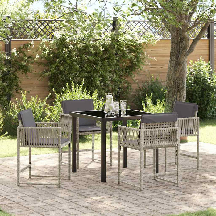 Set de masă pentru grădină 5 pcs Gri deschis poliratan - WALTI WALTI