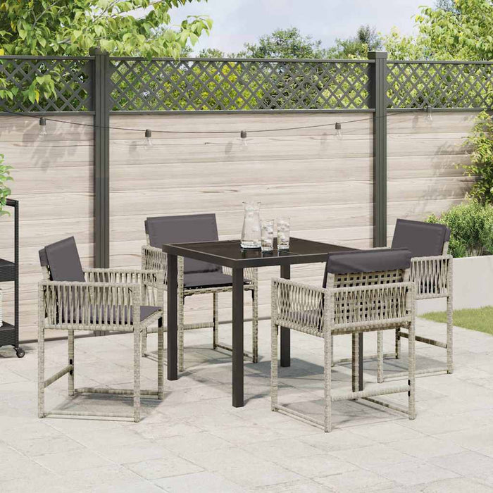 Set de masă pentru grădină 5 pcs Gri deschis poliratan - WALTI WALTI