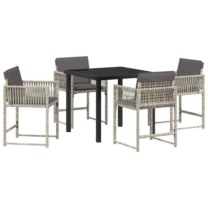 Set de masă pentru grădină 5 pcs Gri deschis poliratan - WALTI WALTI