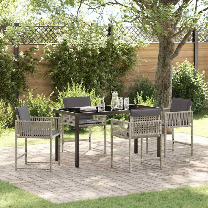 Set de masă pentru grădină 5 pcs Gri deschis poliratan - WALTI WALTI