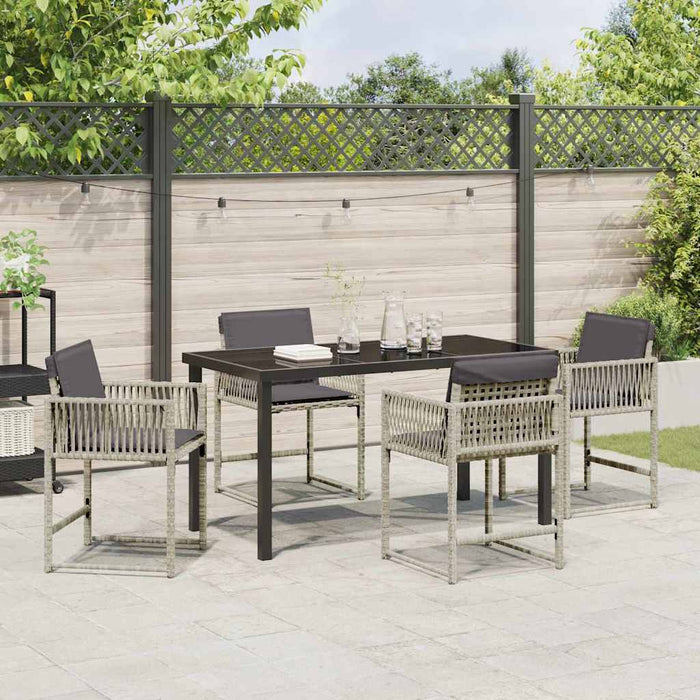 Set de masă pentru grădină 5 pcs Gri deschis poliratan - WALTI WALTI
