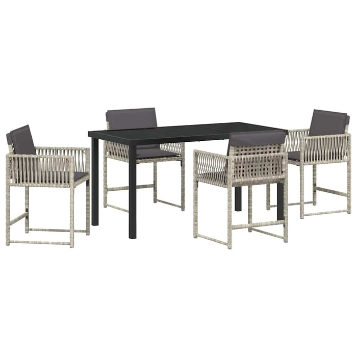 Set de masă pentru grădină 5 pcs Gri deschis poliratan - WALTI WALTI