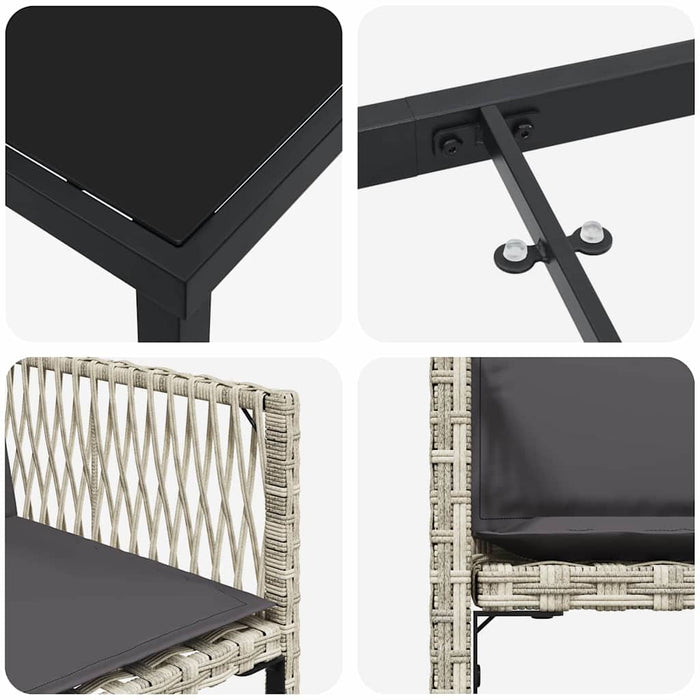 Set de masă pentru grădină 5 pcs Gri deschis poliratan - WALTI WALTI