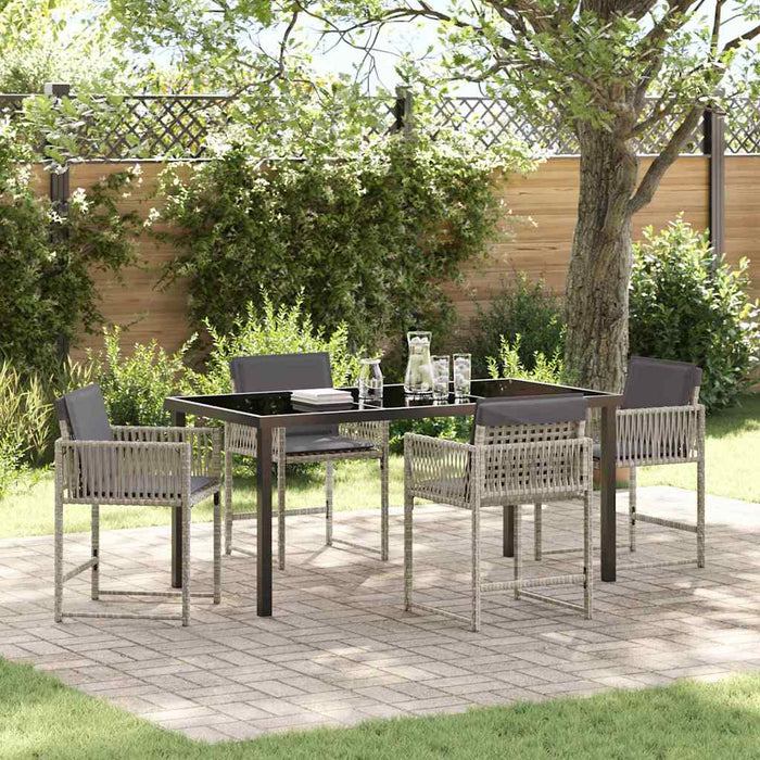 Set de masă pentru grădină 5 pcs Gri deschis poliratan - WALTI WALTI