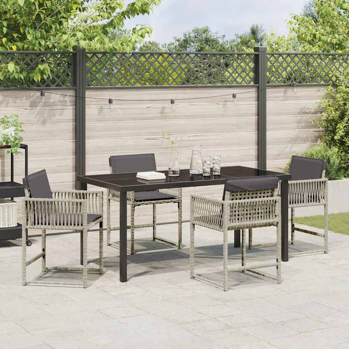 Set de masă pentru grădină 5 pcs Gri deschis poliratan - WALTI WALTI