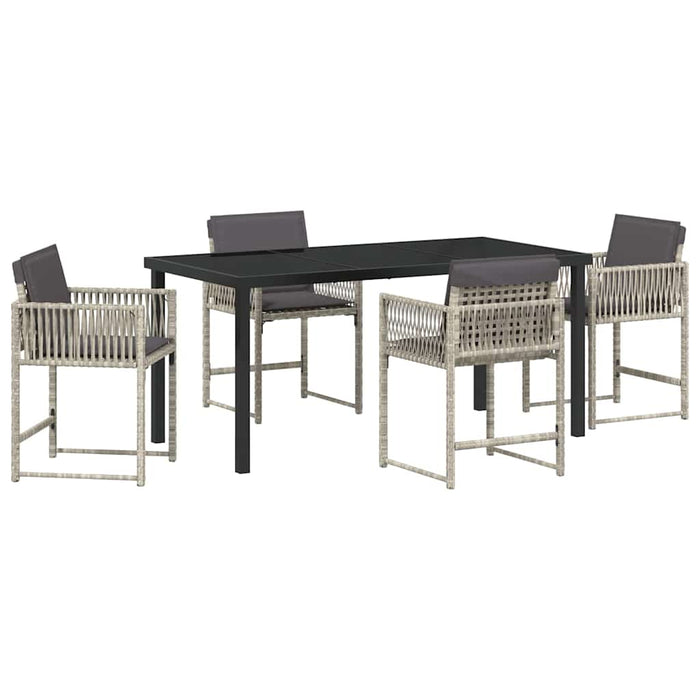 Set de masă pentru grădină 5 pcs Gri deschis poliratan - WALTI WALTI