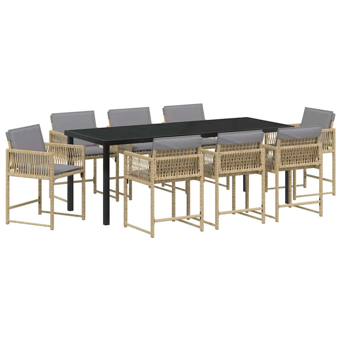 Set de masă pentru grădină 9 pcs Bej poliratan - WALTI WALTI