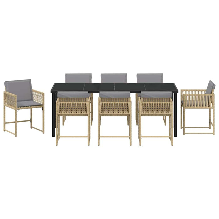 Set de masă pentru grădină 9 pcs Bej poliratan - WALTI WALTI