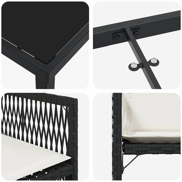 Set de masă pentru grădină 5 pcs Negru poliratan - WALTI WALTI