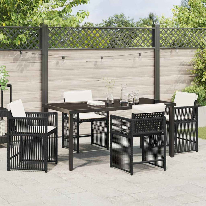 Set de masă pentru grădină 5 pcs Negru poliratan - WALTI WALTI
