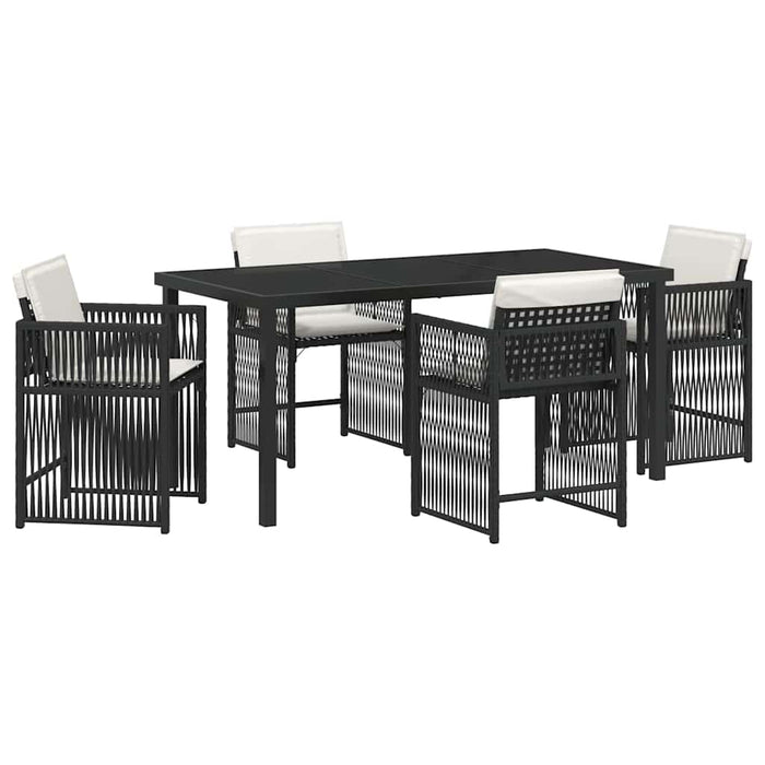 Set de masă pentru grădină 5 pcs Negru poliratan - WALTI WALTI
