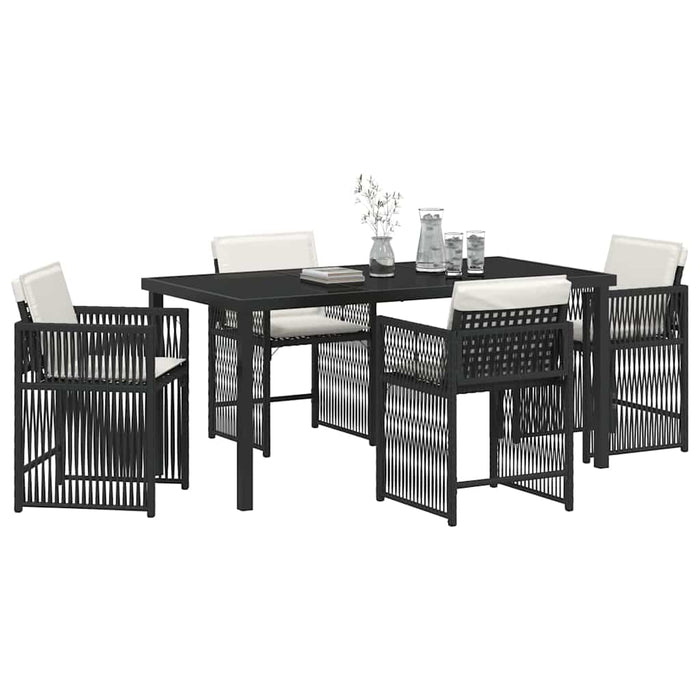 Set de masă pentru grădină 5 pcs Negru poliratan - WALTI WALTI