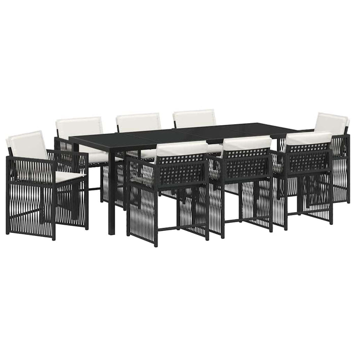 Set de masă pentru grădină 9 pcs Negru poliratan - WALTI WALTI