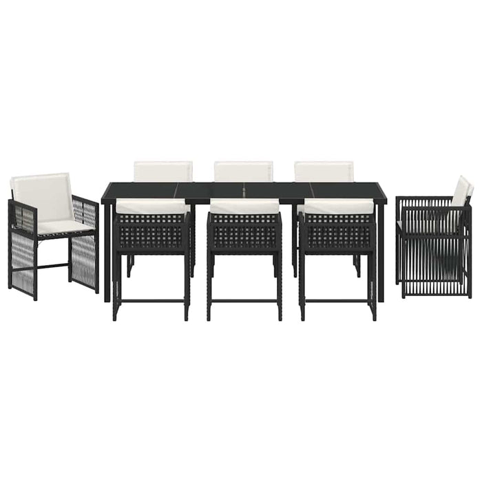 Set de masă pentru grădină 9 pcs Negru poliratan - WALTI WALTI