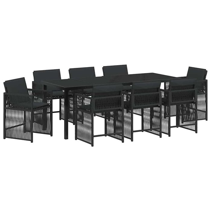 Set de masă pentru grădină 9 pcs Negru poliratan - WALTI WALTI