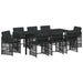 Set de masă pentru grădină 9 pcs Negru poliratan - WALTI WALTI