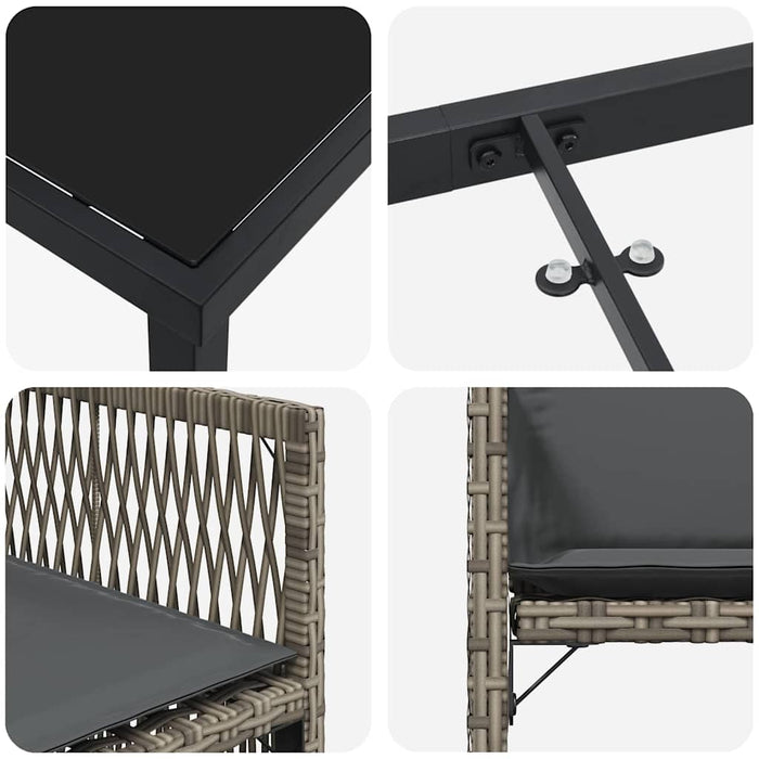Set de masă pentru grădină 5 pcs Gri poliratan WALTI