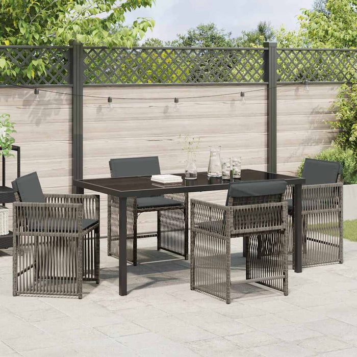 Set de masă pentru grădină 5 pcs Gri poliratan WALTI