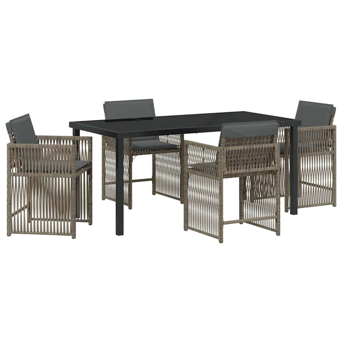 Set de masă pentru grădină 5 pcs Gri poliratan WALTI