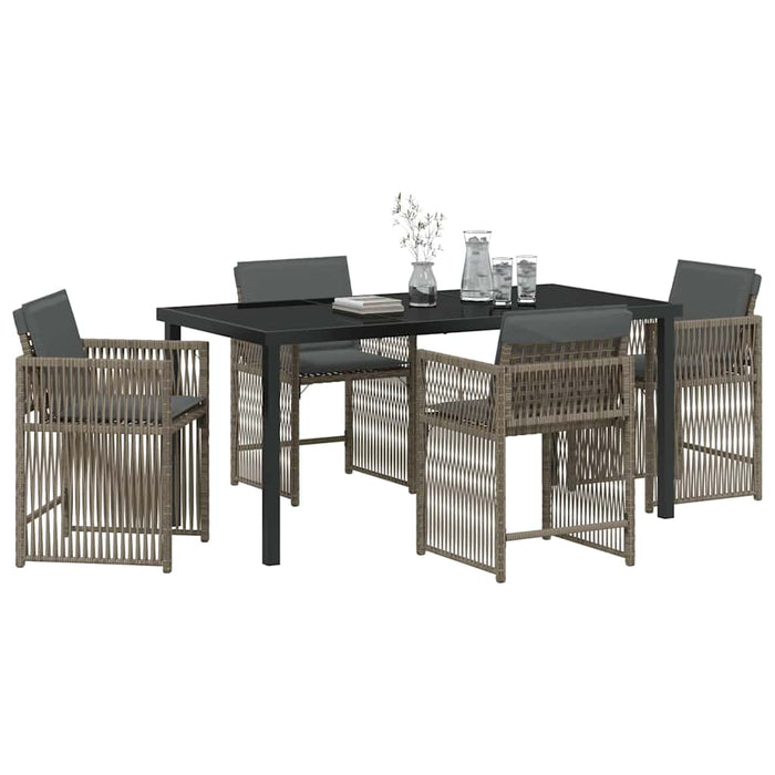 Set de masă pentru grădină 5 pcs Gri poliratan WALTI