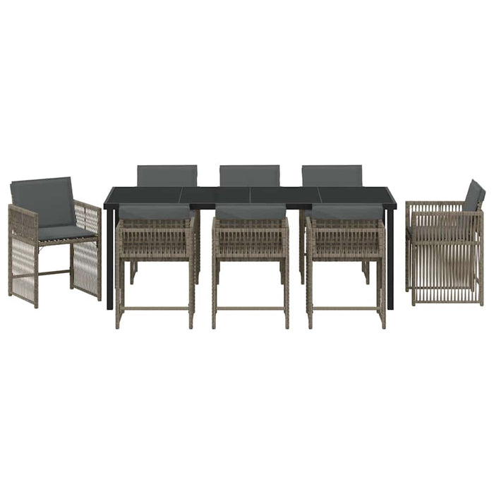 Set de masă pentru grădină 9 pcs Gri poliratan - WALTI WALTI
