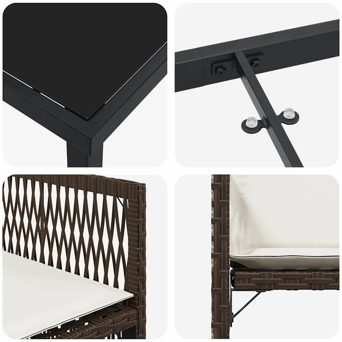 Set de grădină , 5 piese, cu perne, maro, din rattan și poliester - WALTI WALTI