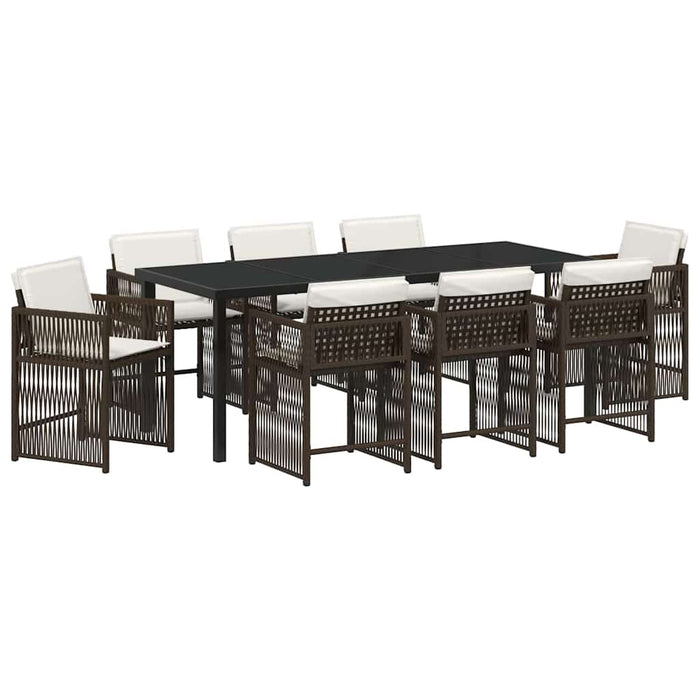 Set de masă pentru grădină 9 pcs Maro poliratan - WALTI WALTI