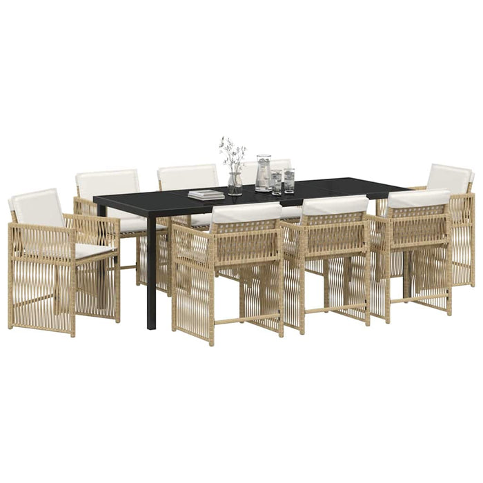 Set de masă pentru grădină 9 pcs Bej poliratan - WALTI WALTI