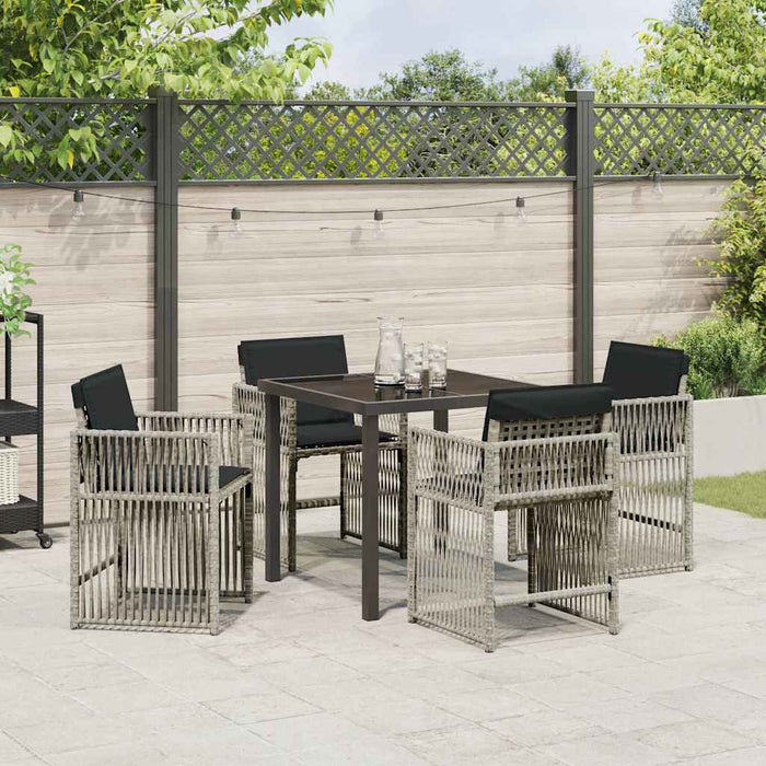 Set de masă pentru grădină 5 pcs Gri deschis poliratan - WALTI WALTI