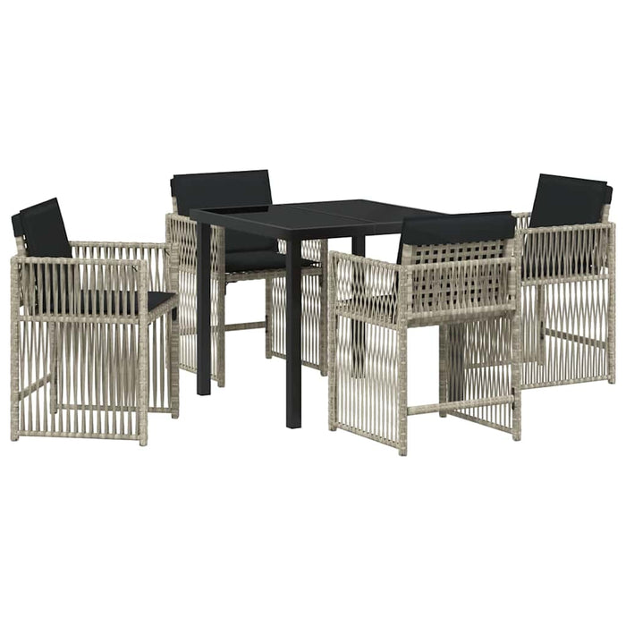 Set de masă pentru grădină 5 pcs Gri deschis poliratan - WALTI WALTI