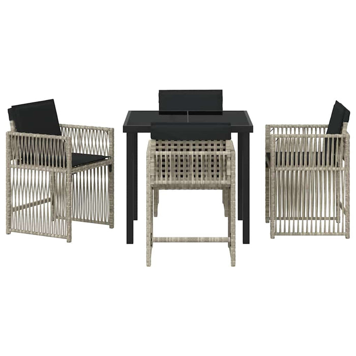 Set de masă pentru grădină 5 pcs Gri deschis poliratan - WALTI WALTI