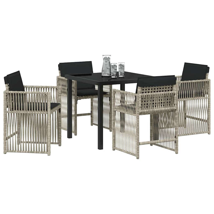 Set de masă pentru grădină 5 pcs Gri deschis poliratan - WALTI WALTI