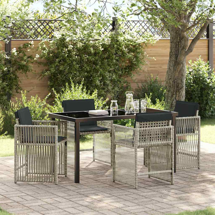 Set de masă pentru grădină 5 pcs Gri deschis poliratan - WALTI WALTI