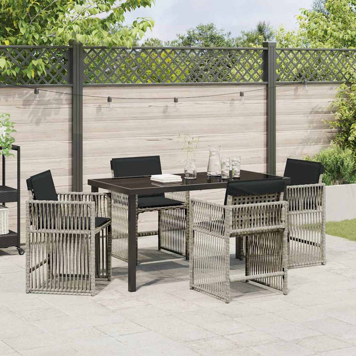 Set de masă pentru grădină 5 pcs Gri deschis poliratan - WALTI WALTI