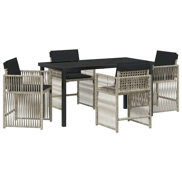 Set de masă pentru grădină 5 pcs Gri deschis poliratan - WALTI WALTI