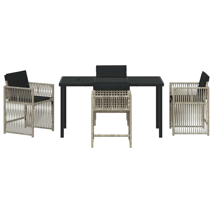 Set de masă pentru grădină 5 pcs Gri deschis poliratan - WALTI WALTI