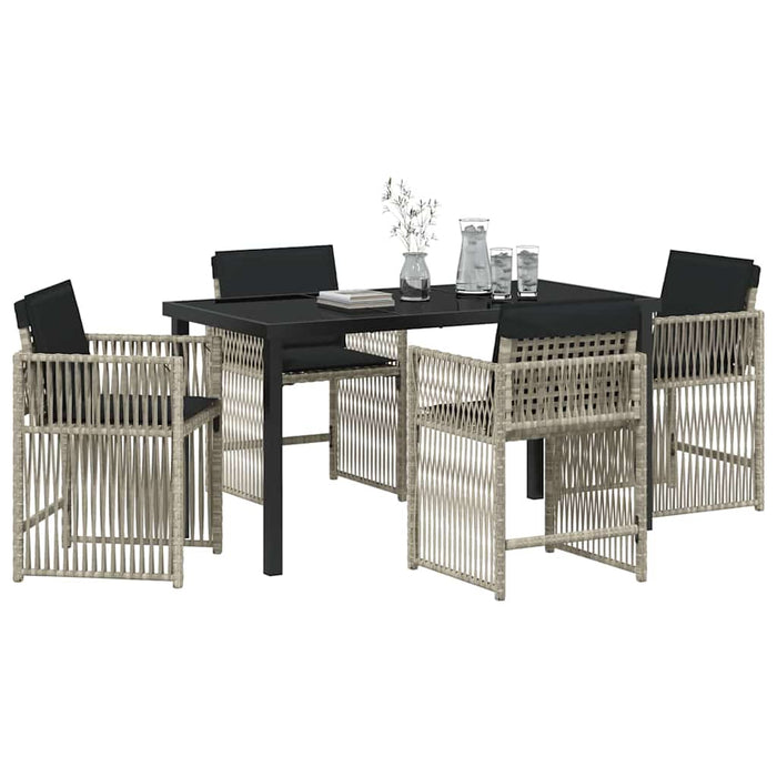Set de masă pentru grădină 5 pcs Gri deschis poliratan - WALTI WALTI