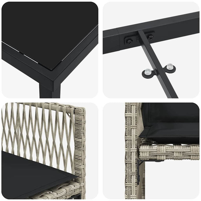 Set de masă pentru grădină 5 pcs Gri deschis poliratan WALTI