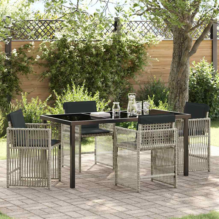 Set de masă pentru grădină 5 pcs Gri deschis poliratan WALTI