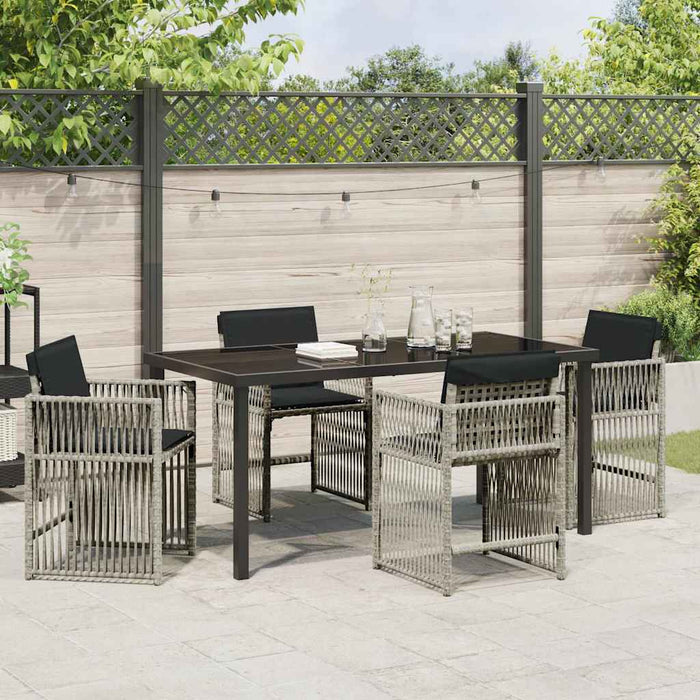 Set de masă pentru grădină 5 pcs Gri deschis poliratan WALTI
