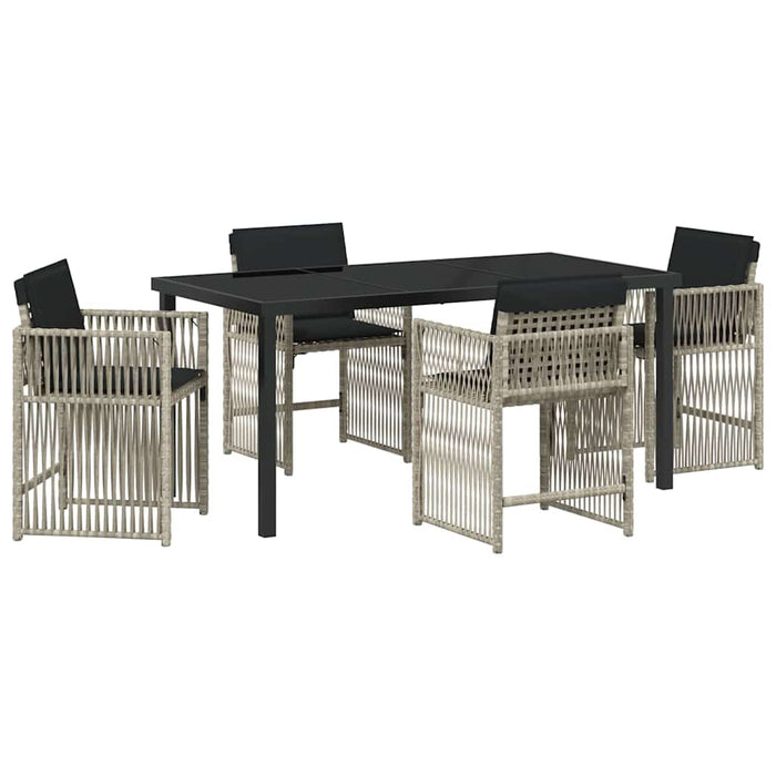 Set de masă pentru grădină 5 pcs Gri deschis poliratan WALTI