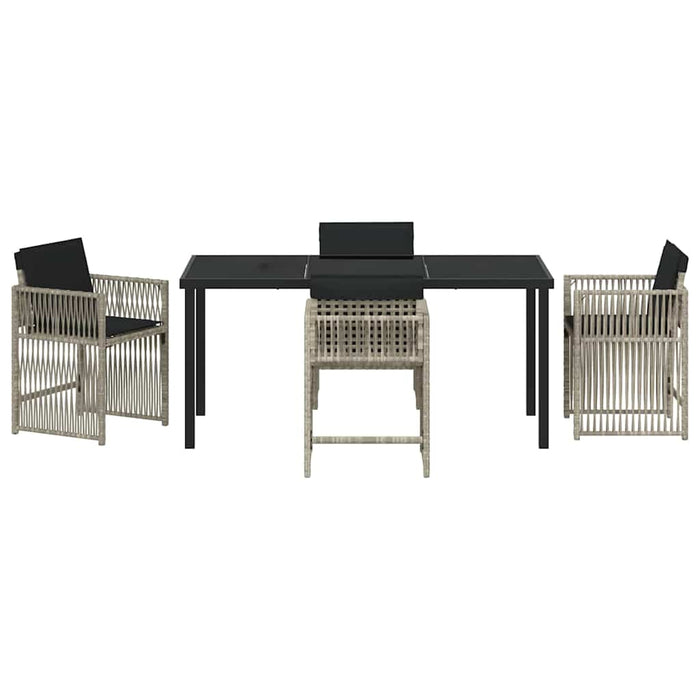 Set de masă pentru grădină 5 pcs Gri deschis poliratan WALTI