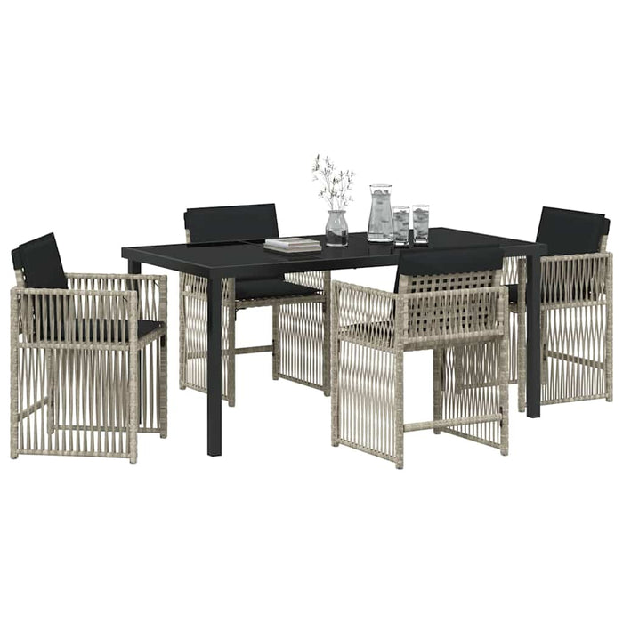 Set de masă pentru grădină 5 pcs Gri deschis poliratan WALTI