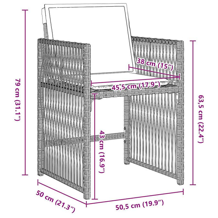 Set de masă pentru grădină 5 pcs Gri deschis poliratan WALTI