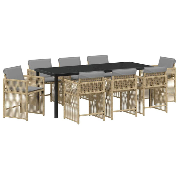 Set de masă pentru grădină 9 pcs Bej poliratan - WALTI WALTI