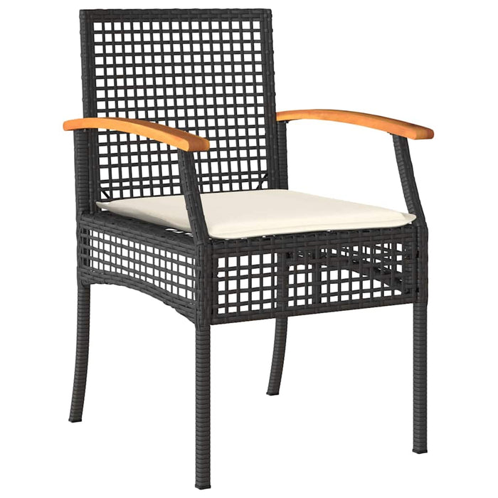 Set de masă pentru grădină cu pernă 7 pcs Negru Ratan - WALTI WALTI