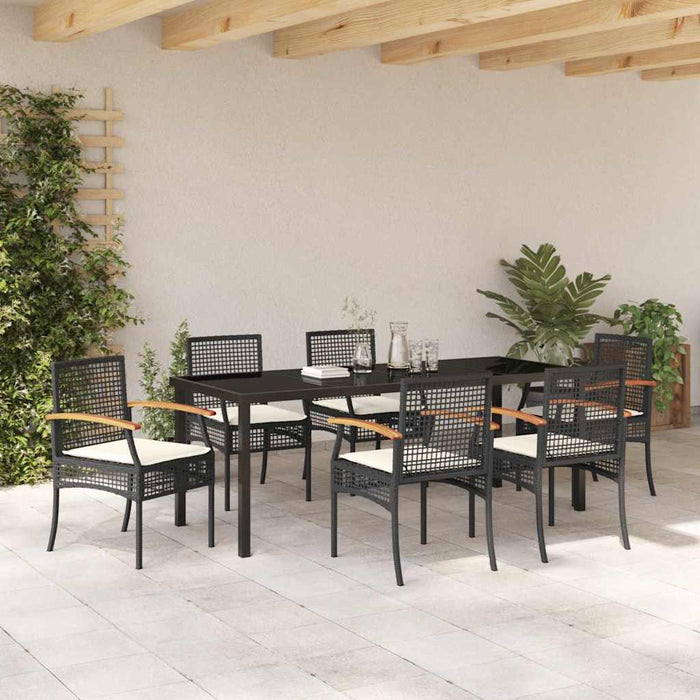 Set de masă pentru grădină 7 pcs Negru poliratan - WALTI WALTI
