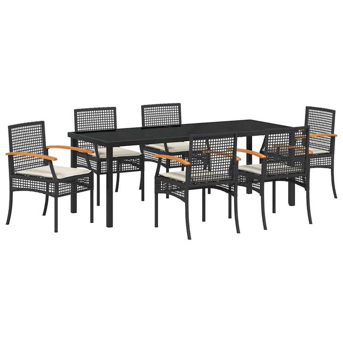 Set de masă pentru grădină 7 pcs Negru poliratan - WALTI WALTI